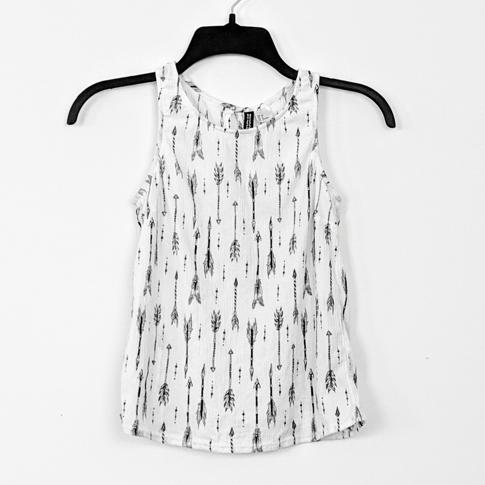 H&M | Feather Arrow Cutout Black & White Tank Top